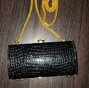 Faux Snake Skin Gold Chain Bag